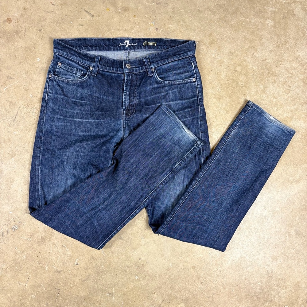Men's Blue 7 For All Mankind Slimmy Jeans Size 34